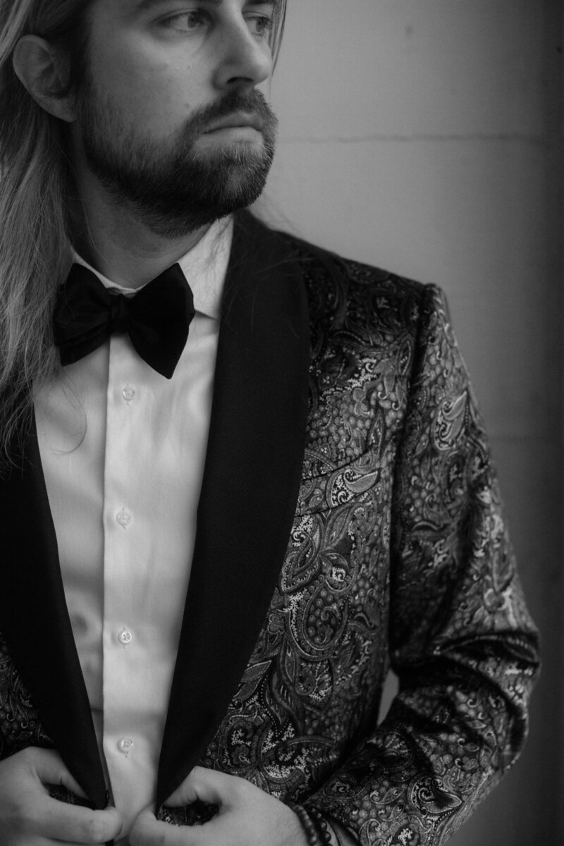 Detail of a bespoke suit pocket