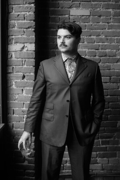 Finished bespoke suit on a Sew Generously client