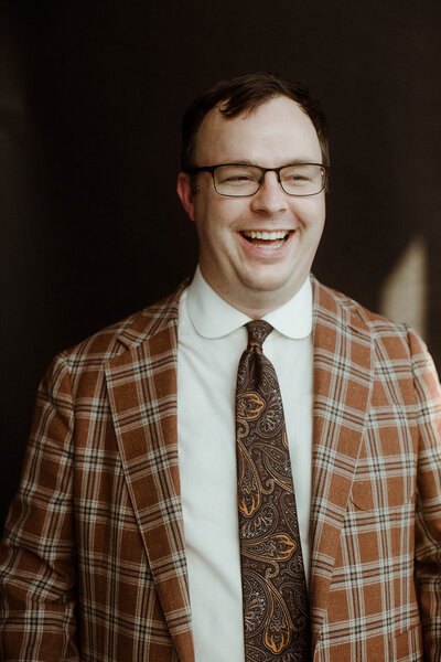 Client wearing a bespoke Sew Generously suit
